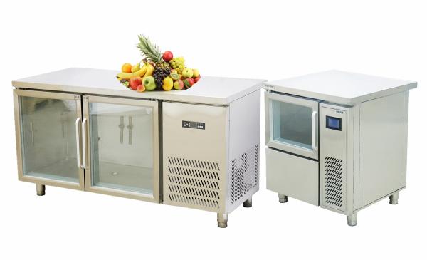 Stainless Steel Light Blue Fridge , Air Cooled Fridge Freezer With Blue Light