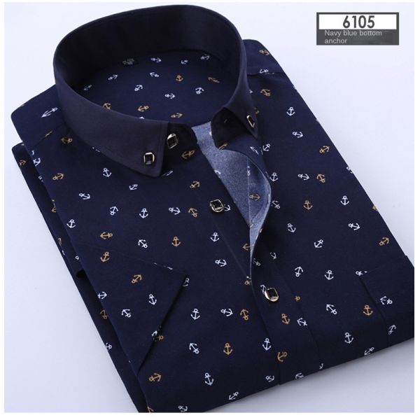 Polyester Fiber Men's Summer Floral Print Short-Sleeved Shirt Casual and Youth Design