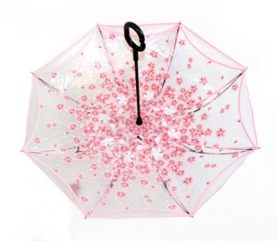Light Reverse Transparent Umbrella With Pattern Auto Open