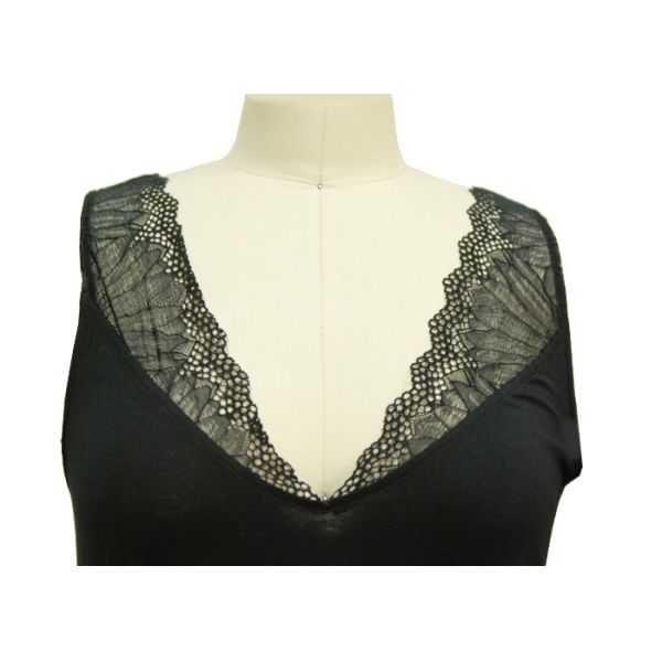 Sexy Lace V Neck V Back Tank Top , Dressy Plus Size Women'S Tank Tops And Camis