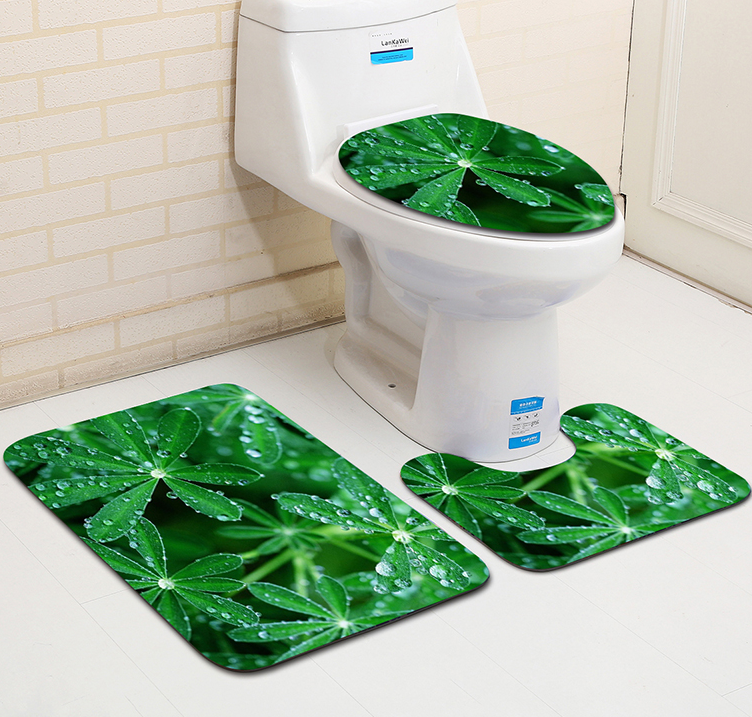 Polyester Sunflower Toilet Seat Cushion Toilet Lid Cover Set