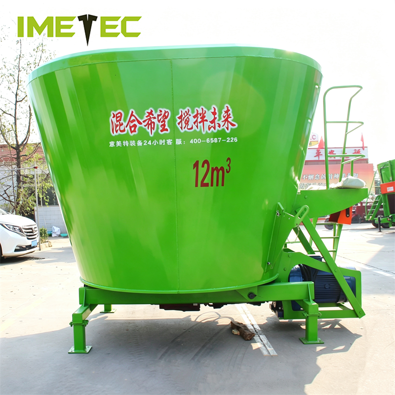 Single Auger Vertical Stationary TMR Feed Mixer Cart Tungsten Carbide Coated Blade ODM