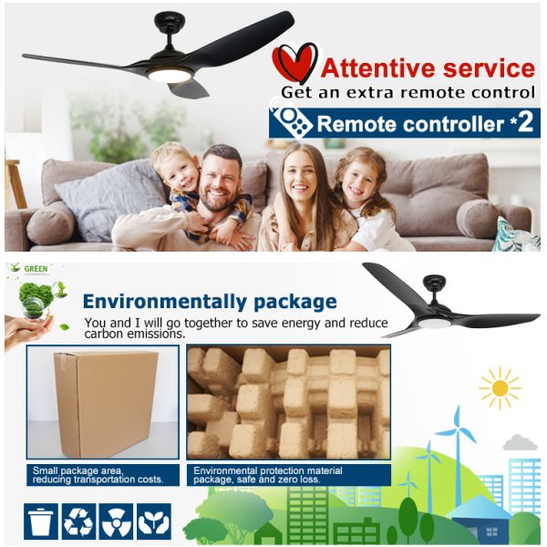 1stshine Fancy ABS Blades Ceiling Fan com Luz e Remote 6000K Temperatura de Cor