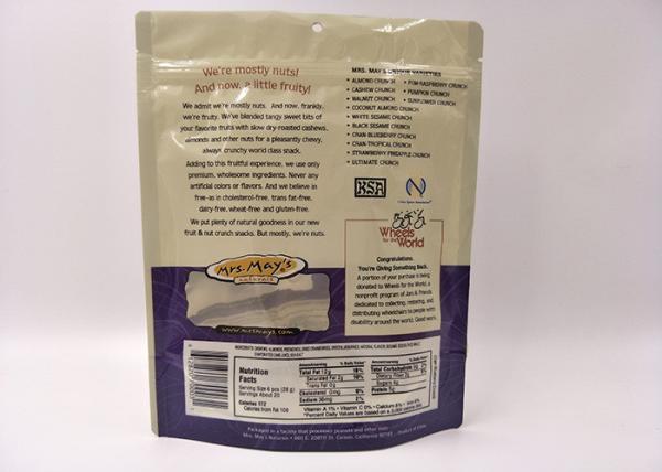 Zipper Lock Stand Up Pouch Packaging , Water Proof Blueberry Crunch Aluminium Foil Pouch