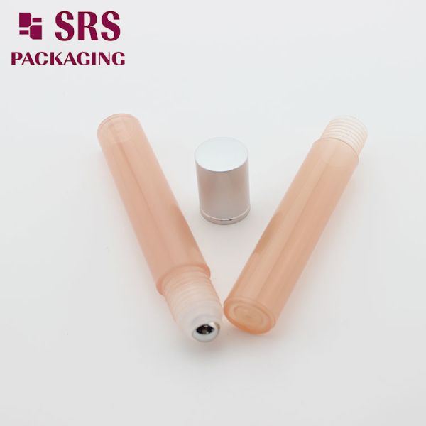 SRS empty cosmetic 15ml plastic bottle with steel roller ball