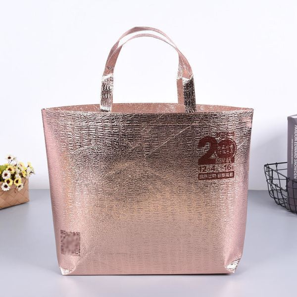 Portable Lamination Non-Woven Packaging Bag for Grocery and Rose Gold Eco PP Material