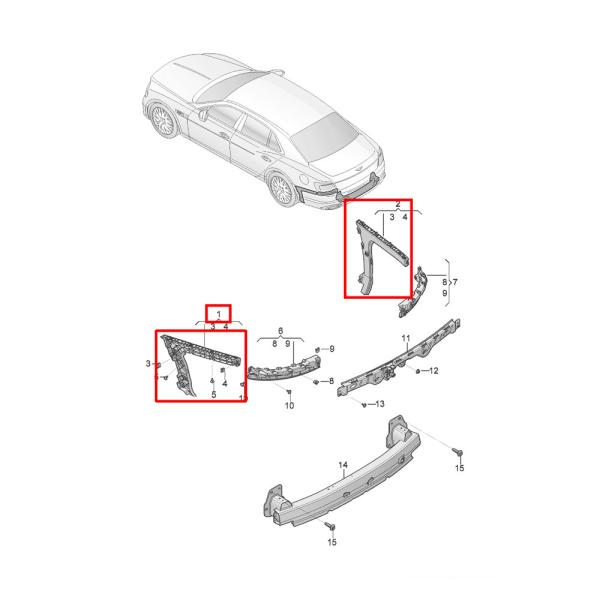 Pour le Bentley Flying Spur 2020 à l'extérieur arrière bras de pare-chocs gauche et droite OEM 3SE807023 3SE807023A 3SE807024 3SE807024A