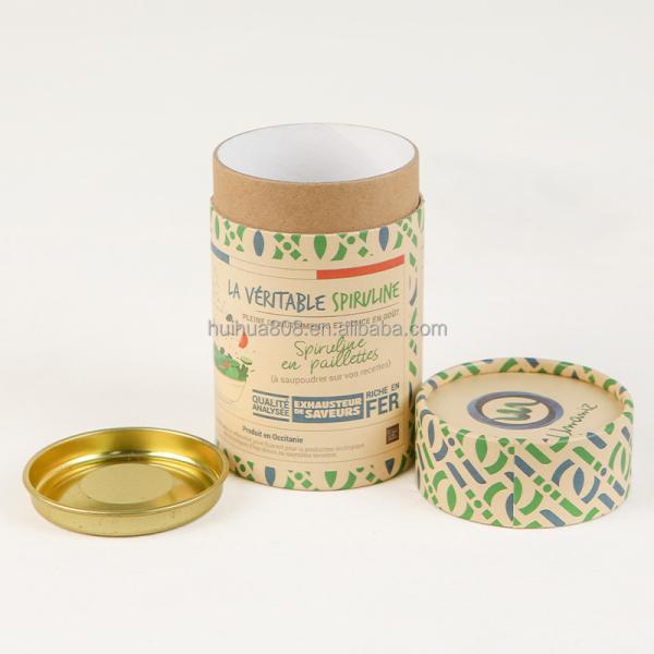 Food Grade Custom Paper Tube With Metal Lids Paper Tube With Tinplat Paper Tube With Ribbon