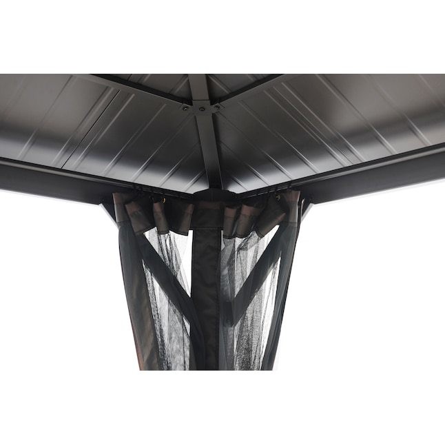 Polyester Fabric AJUNION 10x10ft Galvanized Steel Double Roof Gazebo Canopy with Zipper