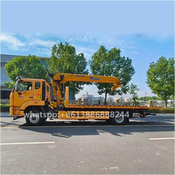 HTC Howo 10 tonnes dépanneuse à plateau avec grue à bras 4 sections de 8 tonnes     Tracteur avec grue  Plateau coulissant  Avec grue