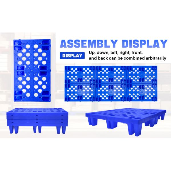 Durable 1200*1000*150mm Single-Faced HDPE Plastic Pallets Euro 3 Runners Heavy Duty Plastic Pallet For Warehouse Storage