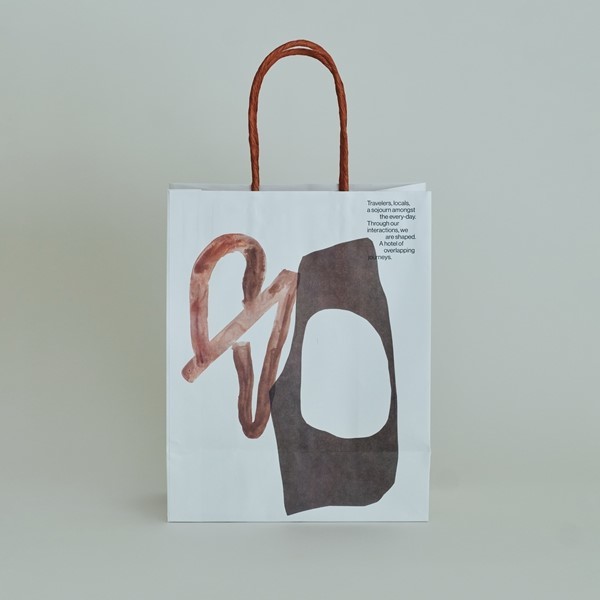 Abstract Art Printed Kraft Paper Shopping Bags with Twisted Handles