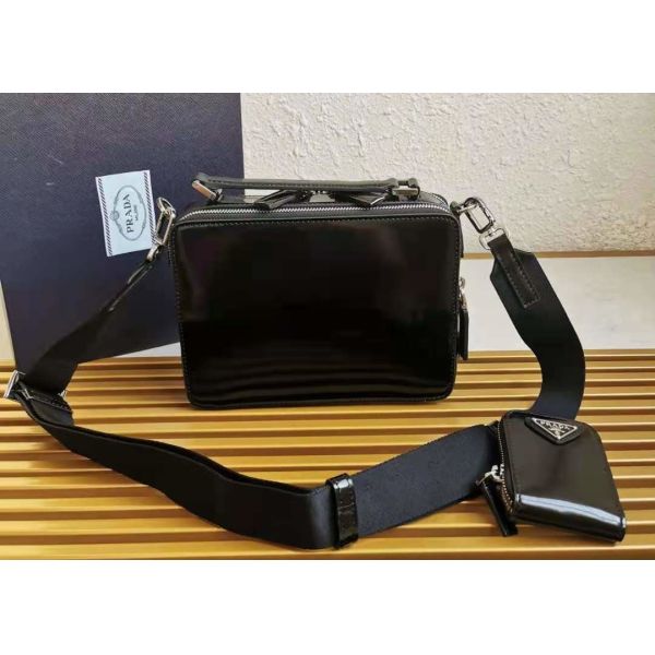 Womens Cowhide Glossy Finish Camera Cross Body Bag Waterproof