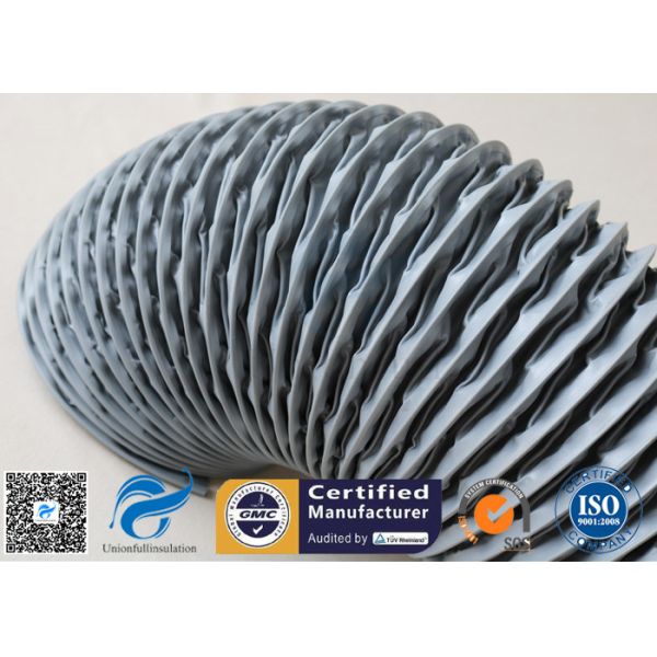 Flexible Air Duct PVC Coated Fiberglass Fabric Grey 200MM 10M 260℃ Waterproof