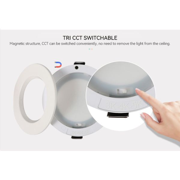 9W 3CCT LED Adjustable Downlights IP44 Hole 90mm Led Downlights Dimmable Magnetic
