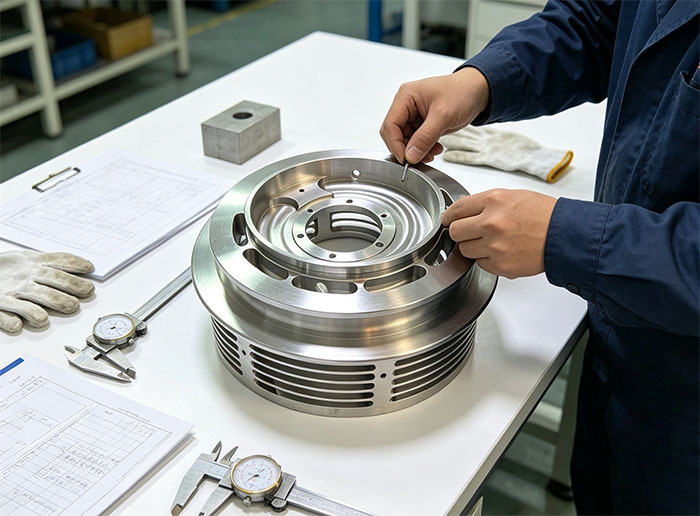 Custom  CNC Machined 6061-T6 Aluminum Motor Heat Sink Housing with Ventilated Cooling Slots