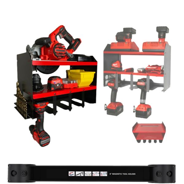 Instalação de parede de aço Rack de armazenamento de ferramentas elétricas para organização de garagem Solução de trabalho pesado