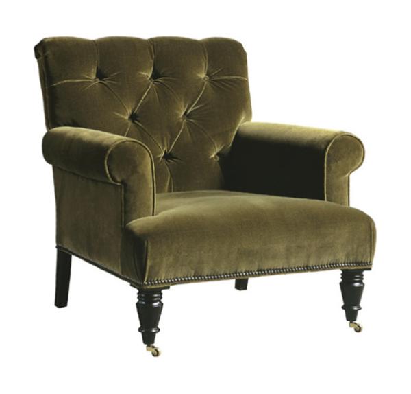 Comfortable Button - Tufted Wooden Velvet Chaise Lounge Chair With Ottoman