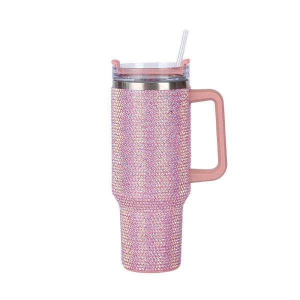 Customizable Reusable Cold Color 300ml/400ml Double Wall Cup with Diamond Studded Lid