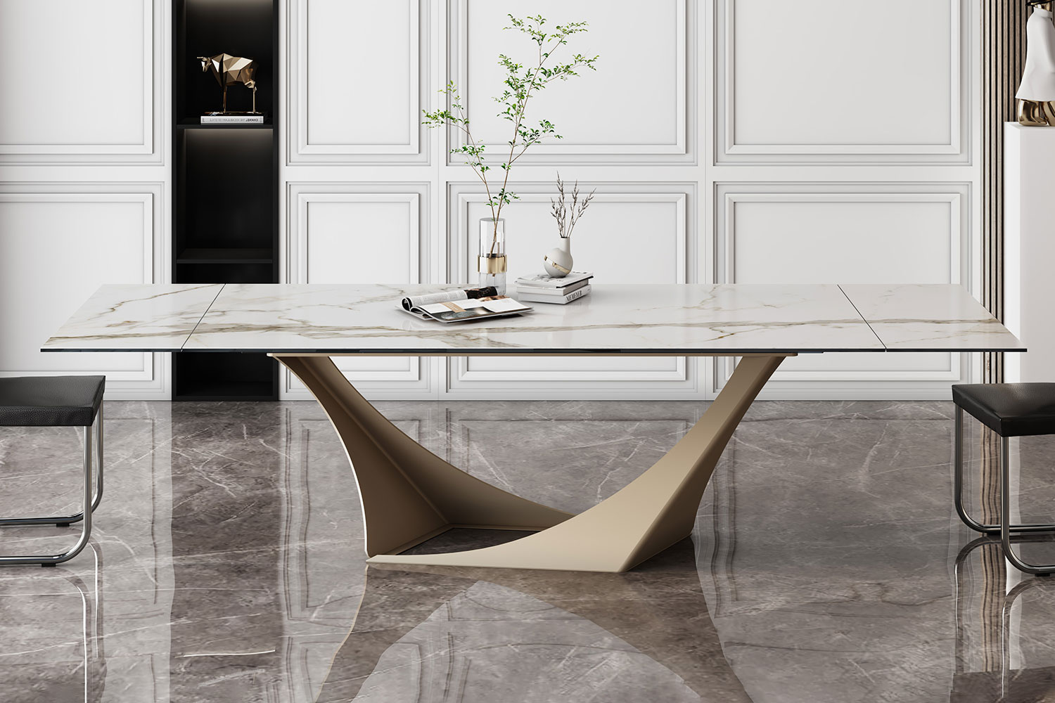 Factory Extendable Dining Table Modern Luxury Stone Dinning Tables Dining Room Furniture Table Set 8 Chairs