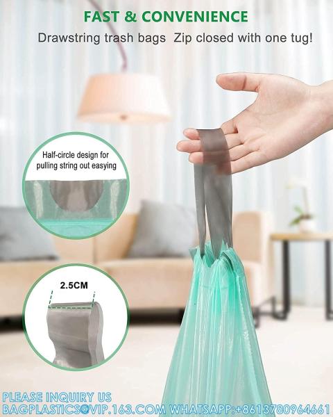 Drawstring Compostable Trash Bags, 250 Count Strong Bathroom Trash Bags Waste Basket Liners For Bathroom, Kitchen