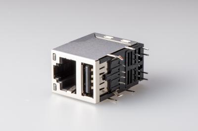Ethernet 10 / 100 Base -T fêmea porta de rede RJ45 com conector USB / blindagem / led