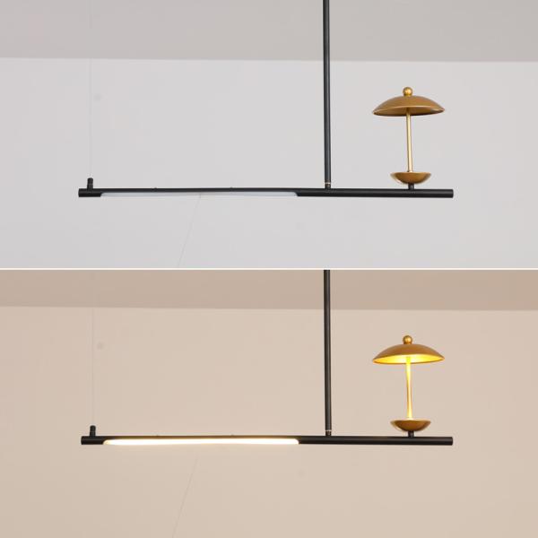 Black Simple LED Chandelier Modern Kitchen island Long Hanging Light(WH-MI-276)