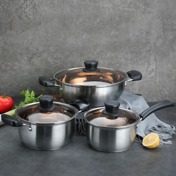 New Design Korean Style Cooking Set 6 Piece Kitchen Cookware 18/8 Stainless Steel Pans And Pots Set