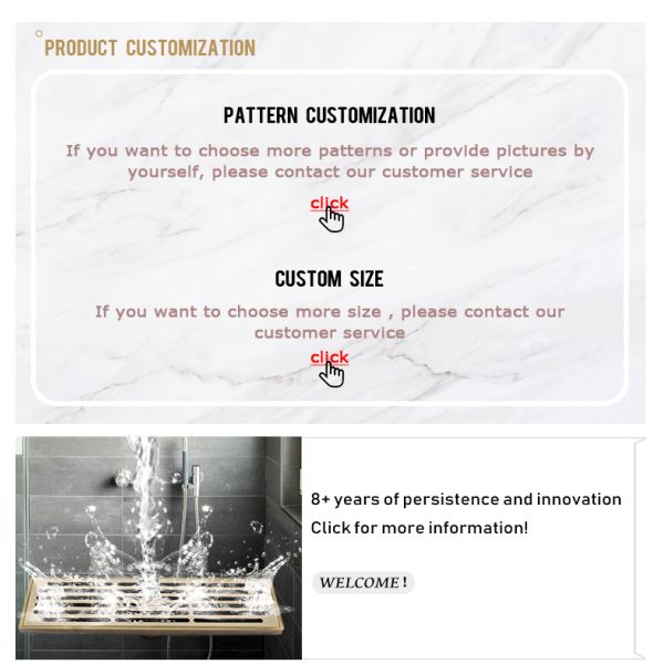 Hotel Bathroom Basin Long Floor Drain with Antique Design Style and Strainer Mat