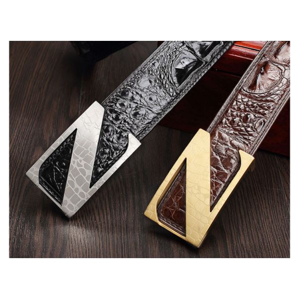 Factory price fashion casual belt stainless alloy buckle crocodile belts