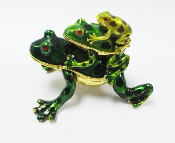 Baby Mum Frog trinket jewelry box Pewter Frog Trinket Box Jewelry Box