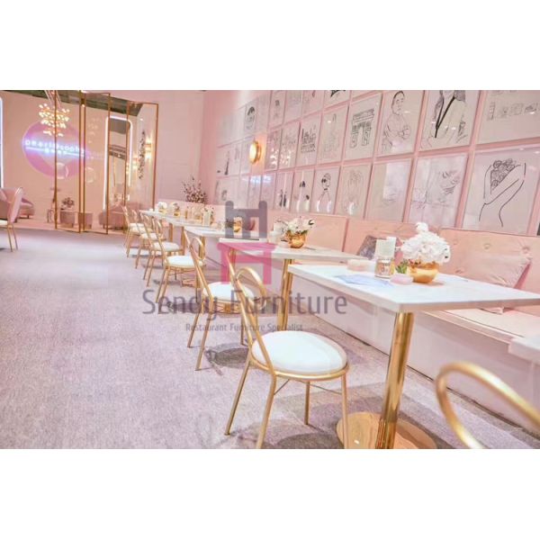 Ins Style Lovely Bow Metal Restaurant Chairs With Custom Cushion Color On Stock