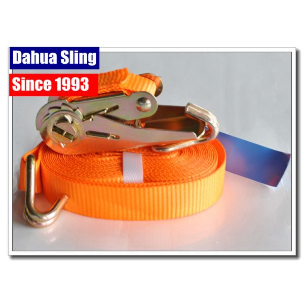 100% Polyester Fabric Ratchet Strap Hooks 25mm Width Lashing Tensioner