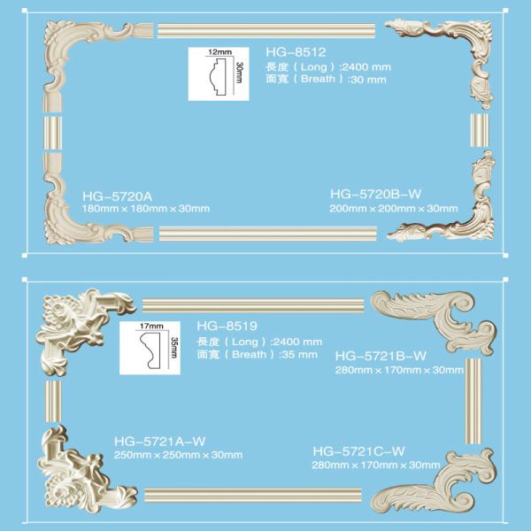 New Factory Polyurethane Ceiling Cornice Mold Decorative PU Crown Moulding
