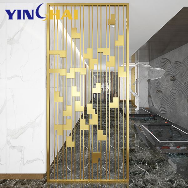 Gold Metal Laser Cut Room Dividers For Bedroom Contemporary And Functional
