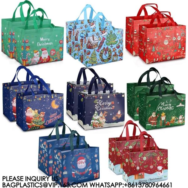 Christmas Gift Bags,Christmas Tote Bags With Handles, Christmas Treat Bags, Multifunctional Non-Woven Christmas Bags