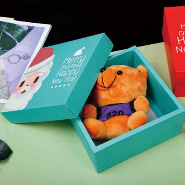 Caixa de presente bonito impressa da tampa do mundo do urso com a caixa de presente do Natal da fita