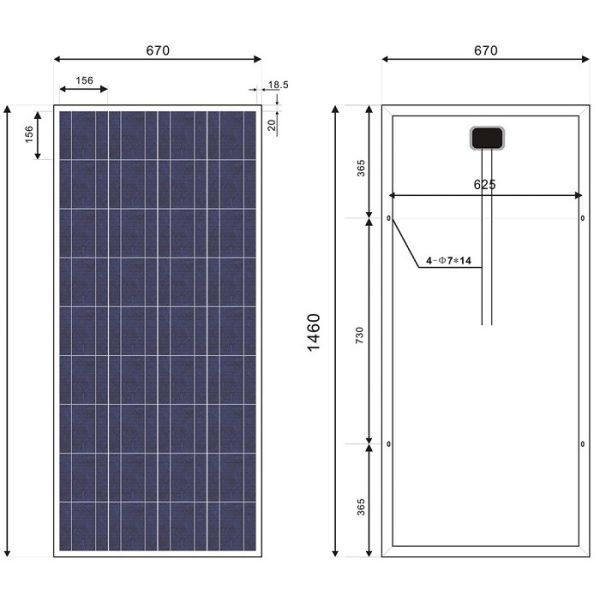 Поликристаллическая панель солнечных батарей панели солнечных батарей/160в кремния анодировала рамку алюминиевого сплава