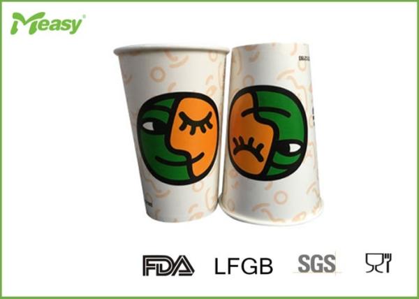 16 Oz Printed Cold Drink Disposable Paper Cups Food Grade , No Melting