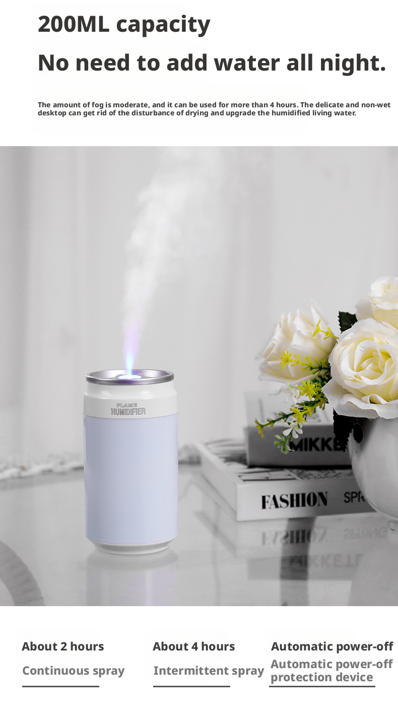 LED Light Car Ultrasonic Humidifier 200ml Plastic USB Car Air Humidifier OEM Color