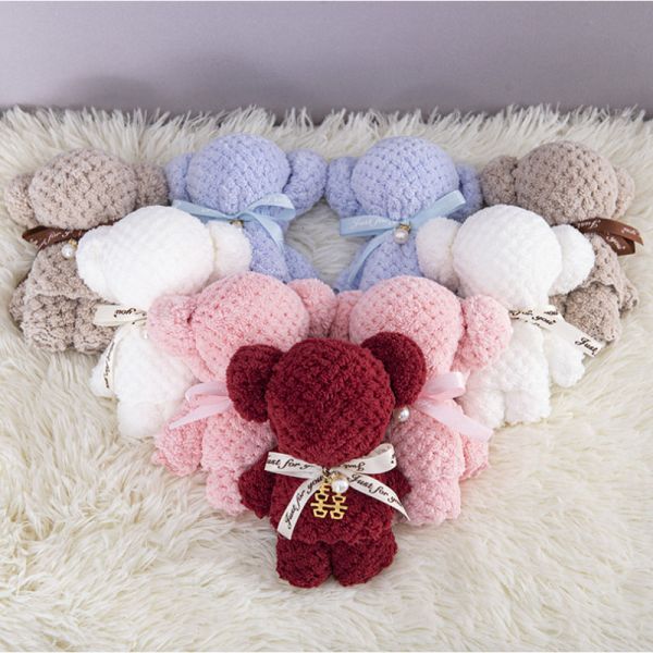 Toalla de oso de piña de color sólido linda conejito de forma de oso de coral lana de mano toalla para el hogar