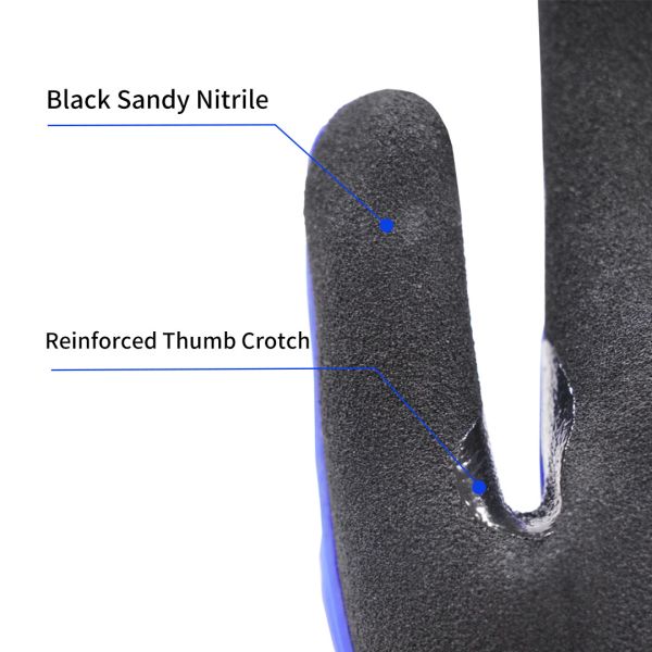 Breathable Oil Field Impact Gloves Non Slip Sandy Nitrile Palm Coated Gloves