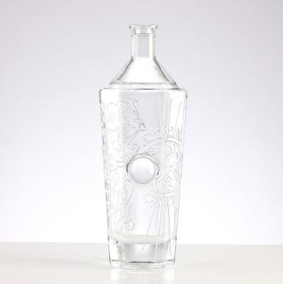 Clear Customized Twist Pattern Liquor Spirit Wine Brandy Bourbon Tequila Glass Bottle