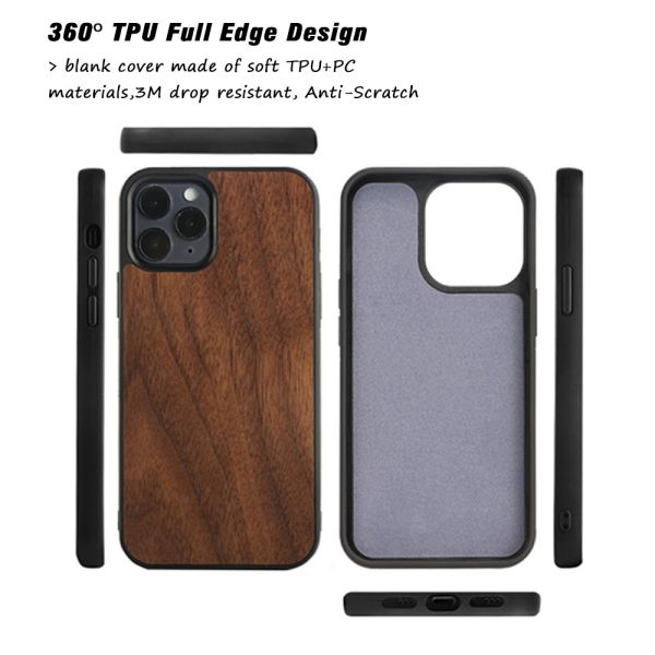 Engraved Microfiber Wooden Phone Case Scratch Resistant Customized