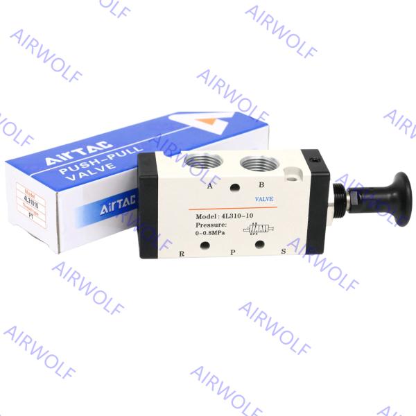 AIRTAC 5/2 Way Push pull Valve ,4L series 1/8 1/4 3/8  Pneumatic Manual Hand valve