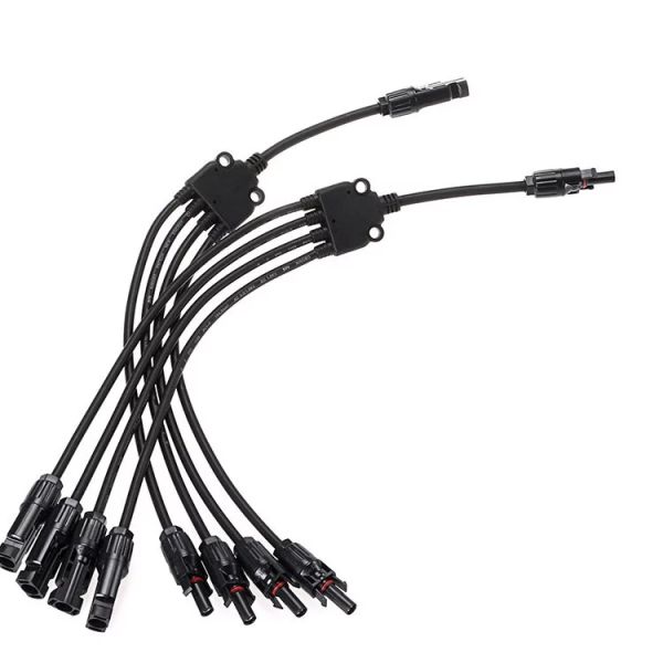 Y Branch  Waterproof Solar Cable Connectors 4 In 1 Aging Resistance