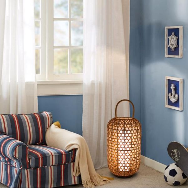 Waterproof Rattan Floor Lamp , Wicker Standing Lamp For Outdoor Balcony