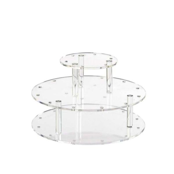 Round 3 Layer Acrylic Cake Stand , Clear / Black Acrylic Candy Display