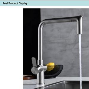 Angled Spout Single Lever Pull Down Kitchen Faucet Pull Out Two Function Sprayer