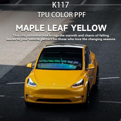K117 feuille d'érable jaune TPU couleur peinture automobile film de protection sur mesure vinyle enveloppe autocollant